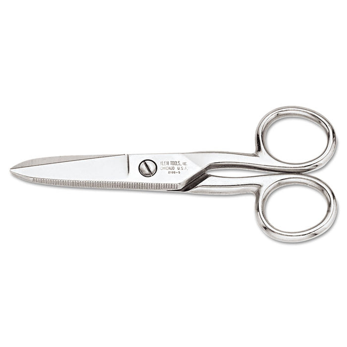 Electrician's Scissors 2100-5, Rounded Tip, 5.25" Long, Silver Straight Handle