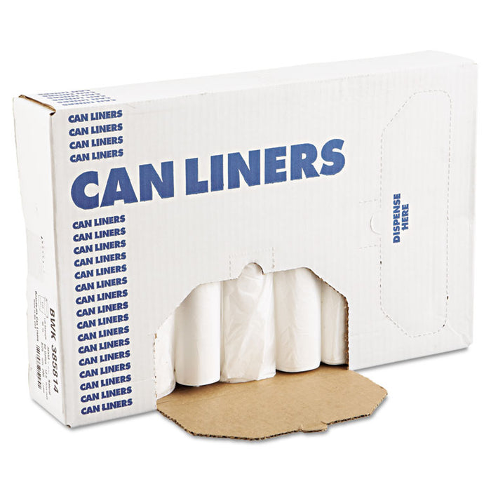 High-Density Can Liners, 60 gal, 11 microns, 38" x 58", Natural, 200/Carton