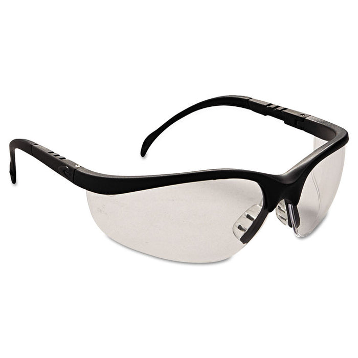 Klondike Safety Glasses, Matte Black Frame, Clear Lens, 12/Box