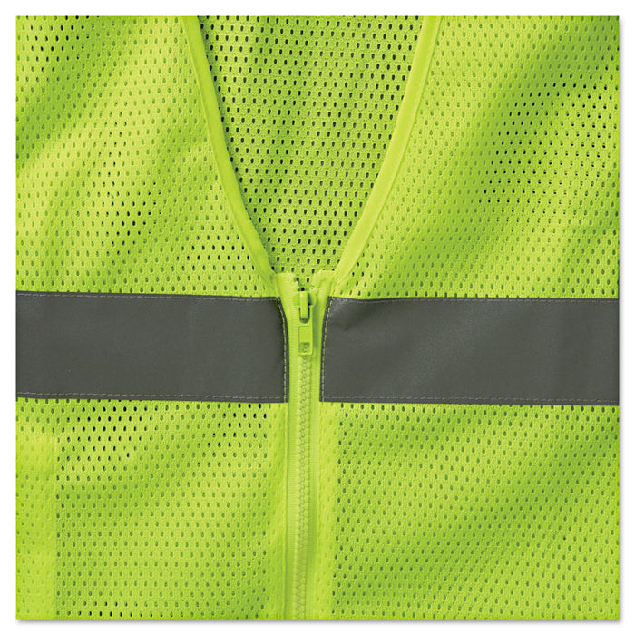 GloWear 8210Z Class 2 Economy Vest, Polyester Mesh, Large/X-Large, Lime