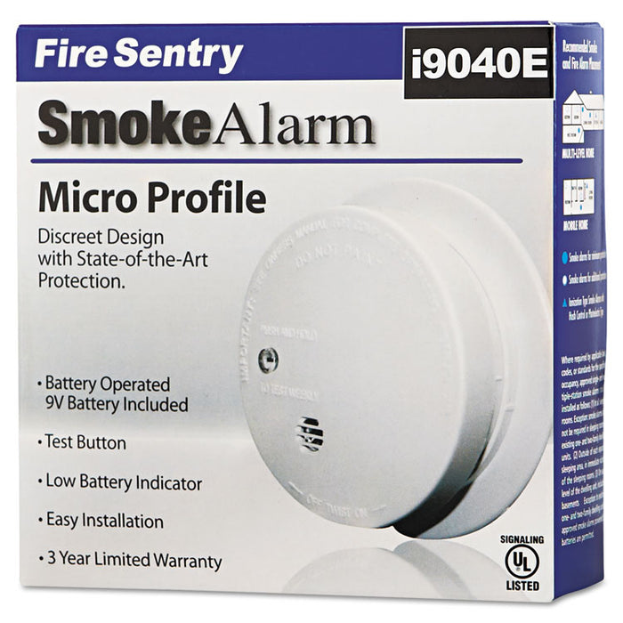 Battery-Operated Smoke Alarm Unit, 9V, 85db Alarm, 3 7/8" dia