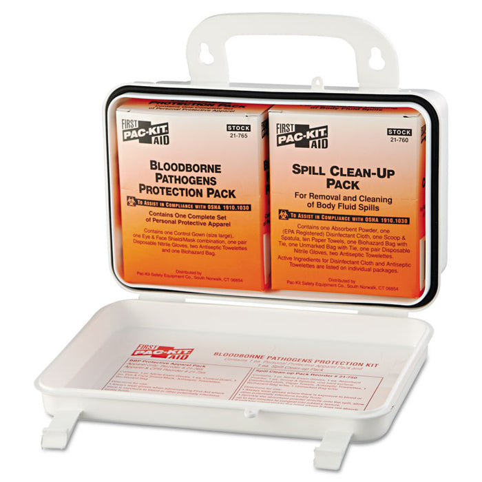 Small Industrial Bloodborne Pathogen Kit, Plastic Case, 4.5"H x 7.5"W x 2.75"D