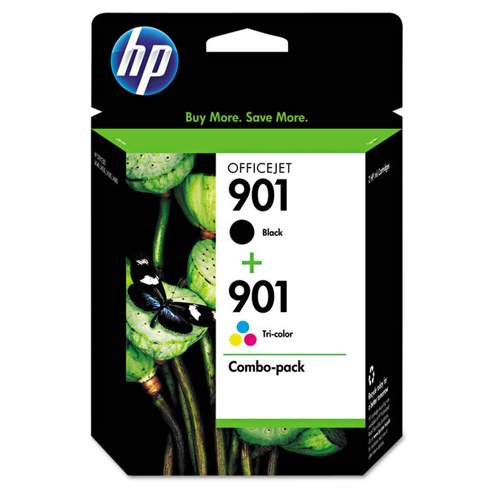 HP 901, (CN069FN) 2-pack Black/Tri-color Original Ink Cartridges