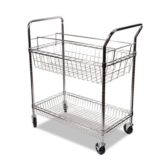 Carry-all Cart/Mail Cart, Two-Shelf, 34.88w x 18d x 39.5h, Silver