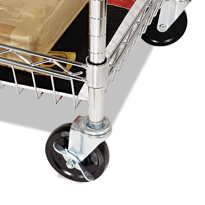 Carry-all Cart/Mail Cart, Two-Shelf, 34.88w x 18d x 39.5h, Silver