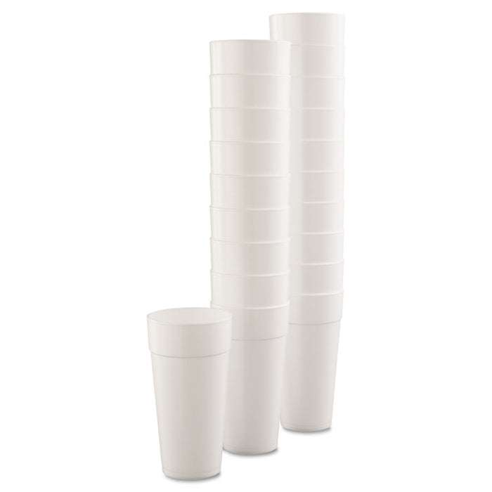 Foam Drink Cups, Hot/Cold, 24 oz, White, 25/Bag, 20 Bags/Carton