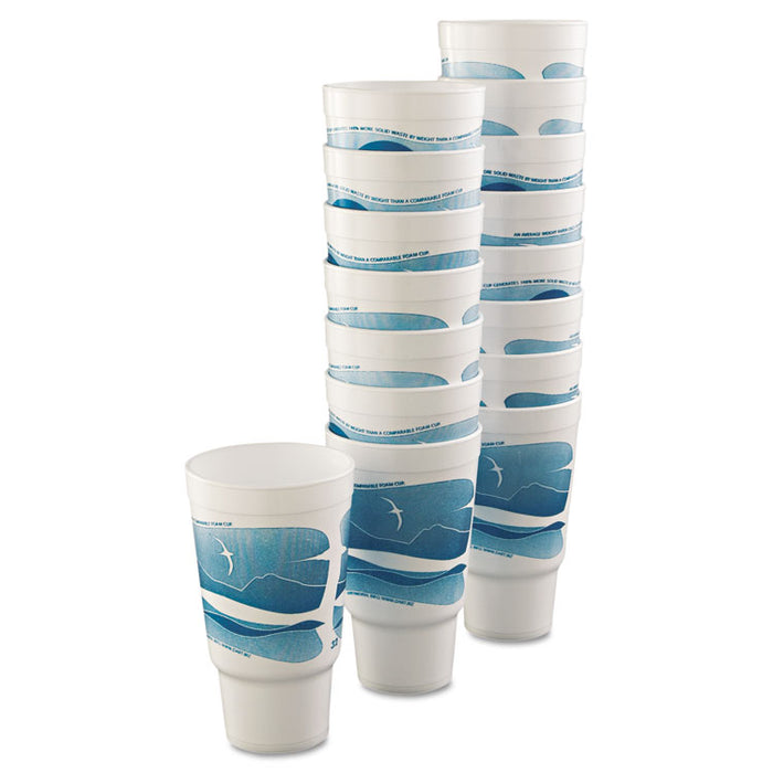 Horizon Hot/Cold Foam Drinking Cups, 32oz, Teal/White, 16/Bag, 25 Bags/Carton