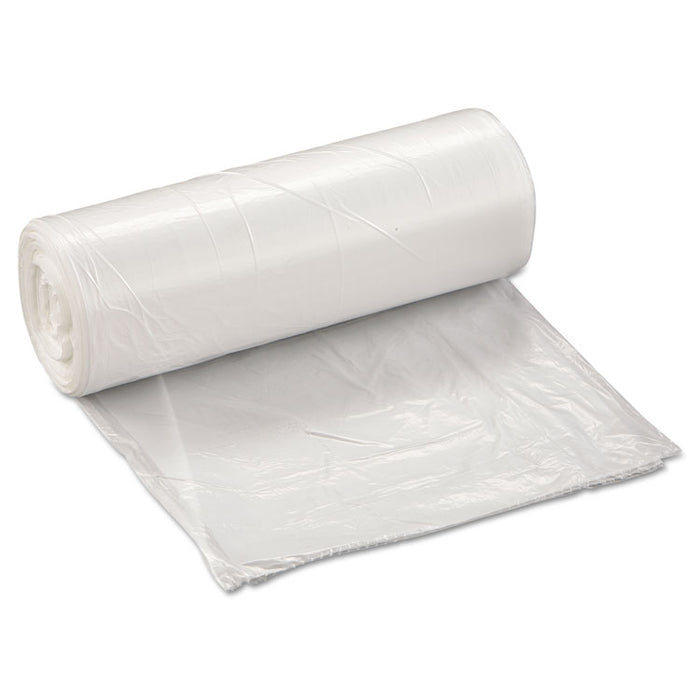 Low-Density Commercial Can Liners, 10 gal, 0.35 mil, 24" x 24", Clear, 1,000/Carton