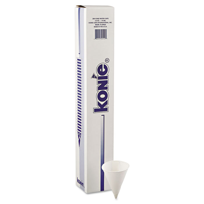 Rolled Rim Paper Cone Cups, 4oz, White, 200/Bag, 25 Bags/Carton