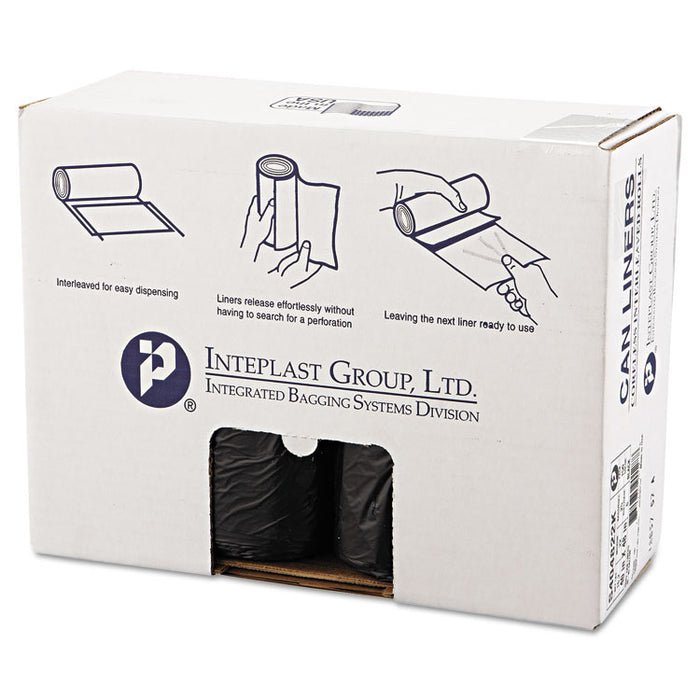High-Density Interleaved Commercial Can Liners, 45 gal, 22 microns, 40" x 48", Black, 150/Carton
