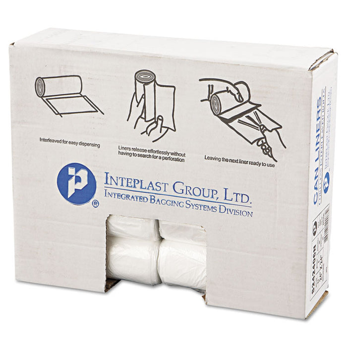 High-Density Commercial Can Liners, 10 gal, 6 microns, 24" x 24", Natural, 1,000/Carton