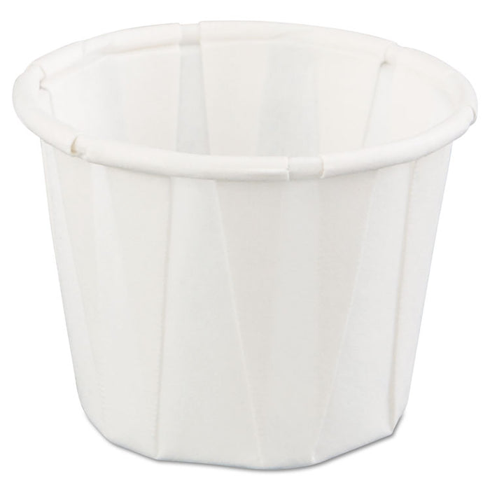 Squat Paper Portion Cup, .75oz, White, 250/Bag, 20 Bags/Carton