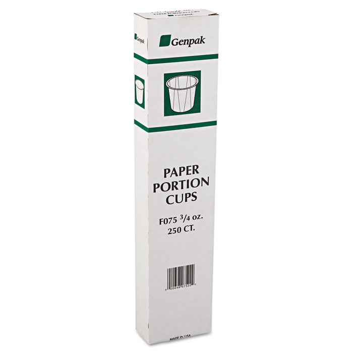 Squat Paper Portion Cup, .75oz, White, 250/Bag, 20 Bags/Carton