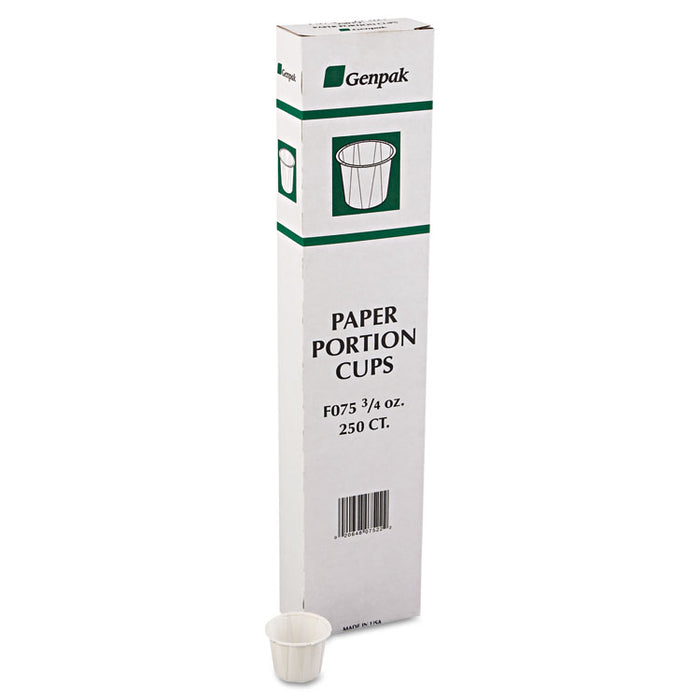 Squat Paper Portion Cup, .75oz, White, 250/Bag, 20 Bags/Carton