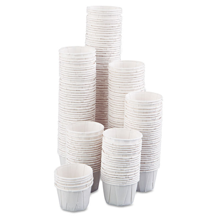 Squat Paper Portion Cup, 1oz, White, 250/Bag, 20 Bags/Carton