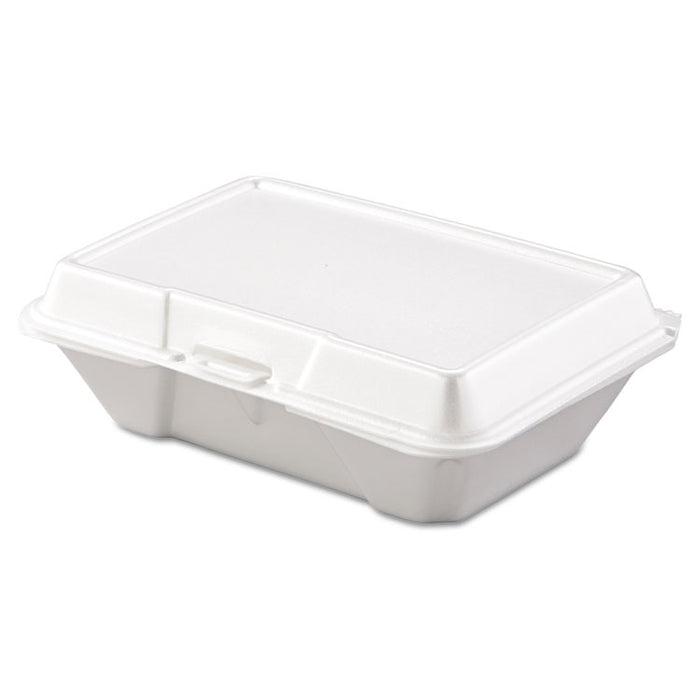 Foam Hinged Lid Containers, 1-Compartment, 6.4 x 9.3 x 2.9, White, 100/Pack, 2 Packs/Carton