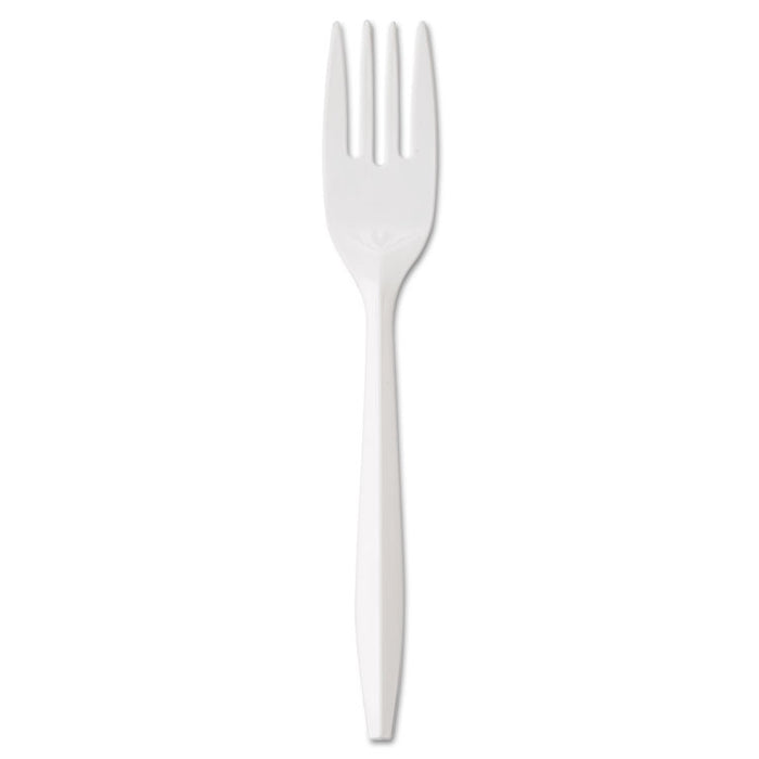 Medium-Weight Cutlery, Fork, White, 1000/Carton