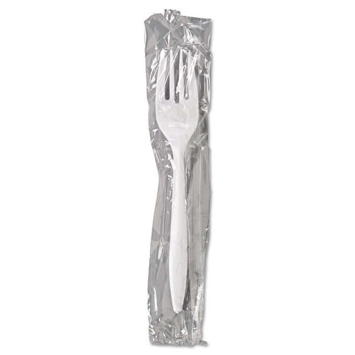 WraPolypropyleneed Cutlery, 6 1/8" Fork, Mediumweight, White, 1000/Carton