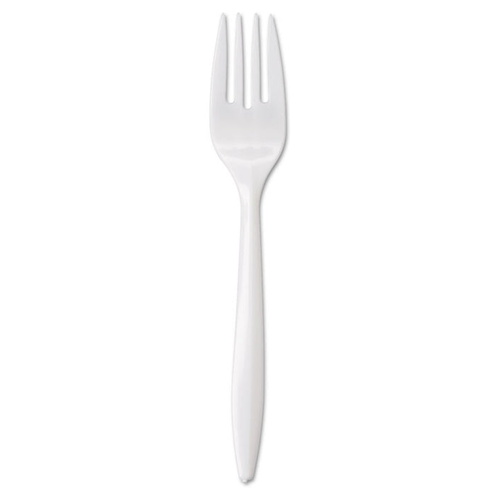 WraPolypropyleneed Cutlery, 6 1/8" Fork, Mediumweight, White, 1000/Carton