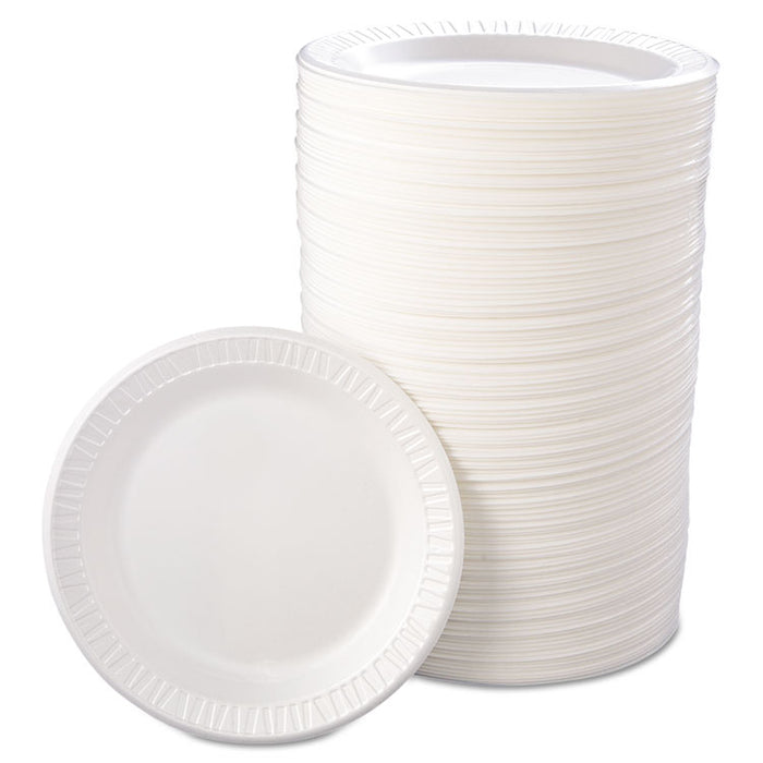 Quiet Classic Laminated Foam Dinnerware, Plate, 9" dia, WH, 125/PK, 4 Packs/CT