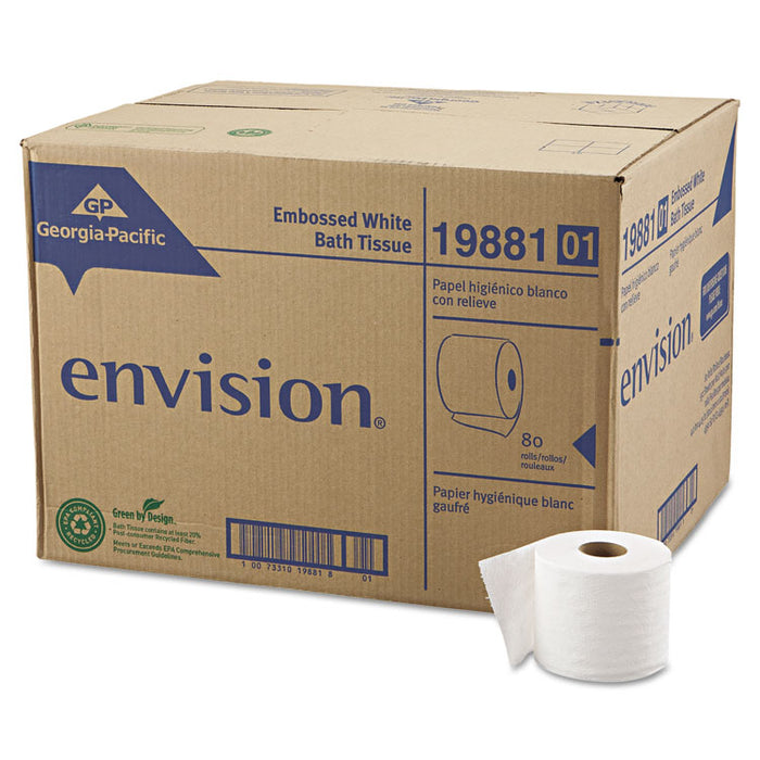 Embossed Bathroom Tissue, Septic Safe, 1-Ply, White, 550/Roll, 80 Rolls/Carton