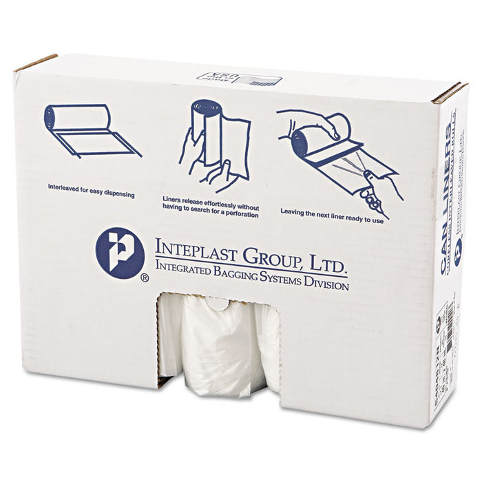 High-Density Interleaved Commercial Can Liners, 45 gal, 12 microns, 40" x 48", Clear, 250/Carton