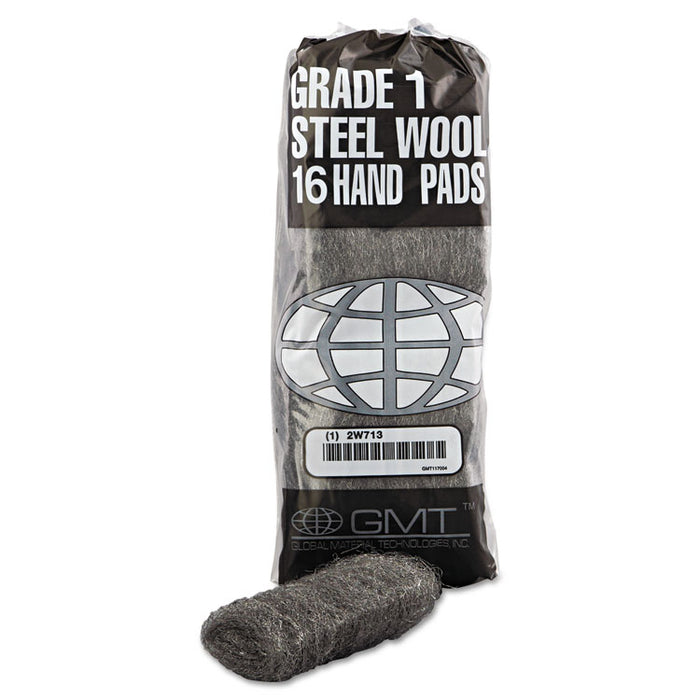 Industrial-Quality Steel Wool Hand Pad, #1 Medium, 16/Pack, 192/Carton