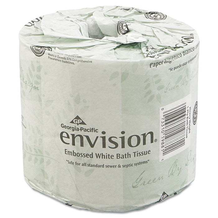 Embossed Bathroom Tissue, Septic Safe, 1-Ply, White, 550/Roll, 80 Rolls/Carton