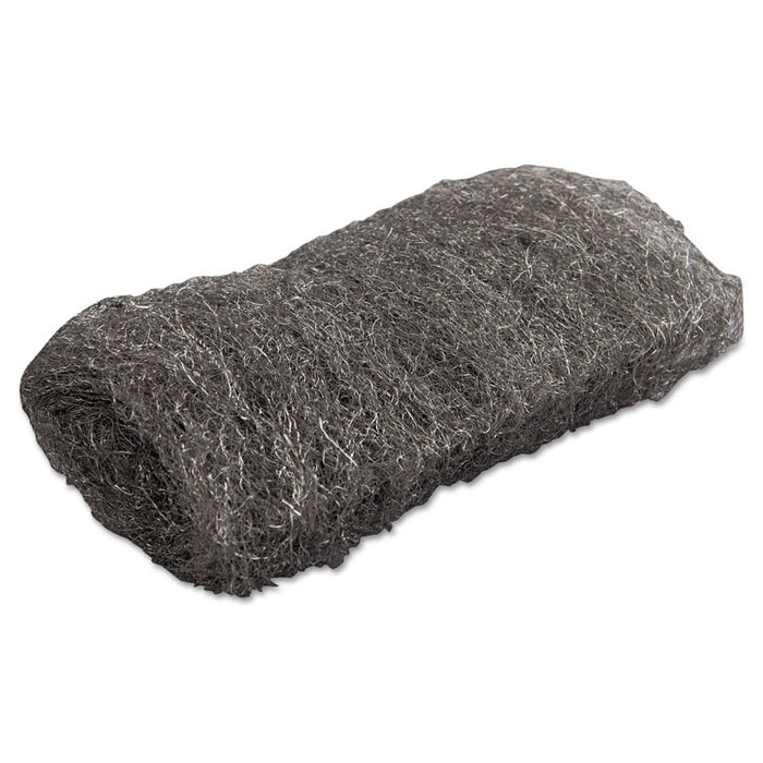 Industrial-Quality Steel Wool Hand Pad, #1 Medium, 16/Pack, 192/Carton