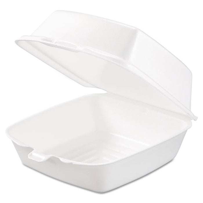 Foam Hinged Lid Containers, 6 x 5.78 x 3, White, 500/Carton