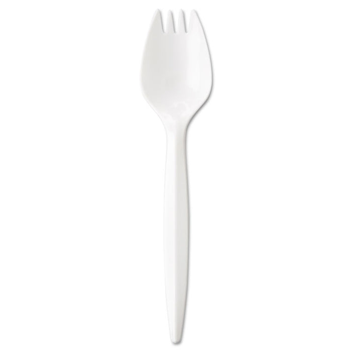 WraPolypropyleneed Cutlery, 5 3/4" Spork, Mediumweight, White, 1000/Carton
