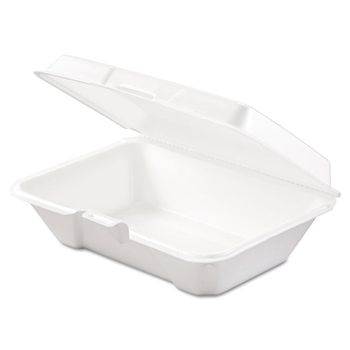 Foam Hinged Lid Containers, 1-Compartment, 6.4 x 9.3 x 2.9, White, 100/Pack, 2 Packs/Carton