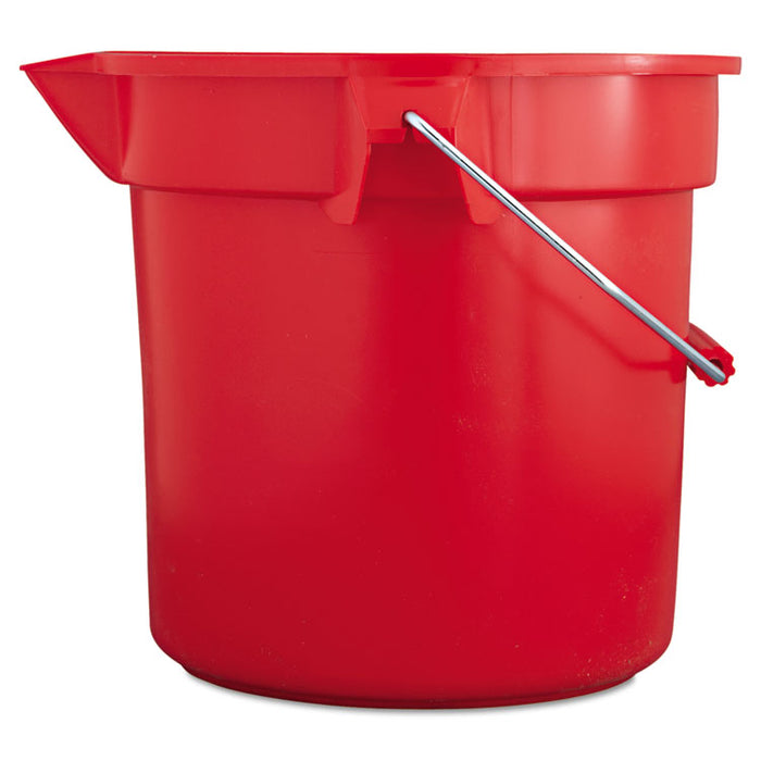 BRUTE Round Utility Pail, 14 qt, Plastic, Red, 12" dia