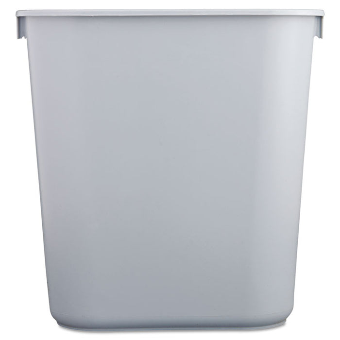 Deskside Plastic Wastebasket, Rectangular, 3.5 gal, Gray