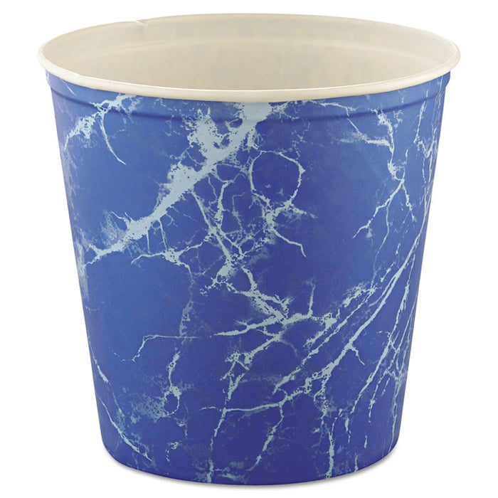 Double Wrapped Paper Bucket, Waxed, Blue Marble, 165oz, 100/Carton