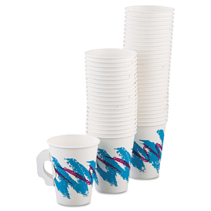 Jazz Paper Hot Cups, Handles, 8oz, Polycoated, 1000/Carton