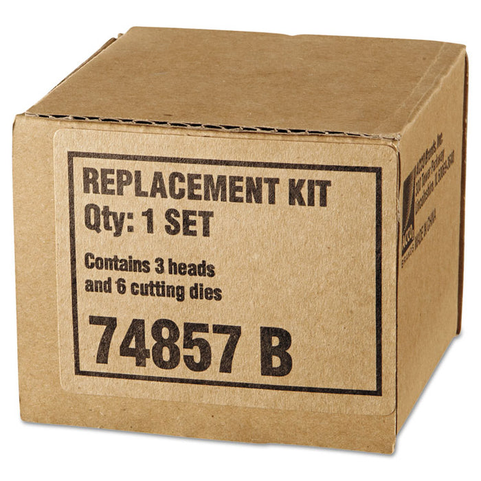 Replacement Head Punch Set, Three Heads/Five Discs, 9/32 Diameter Hole, Gray