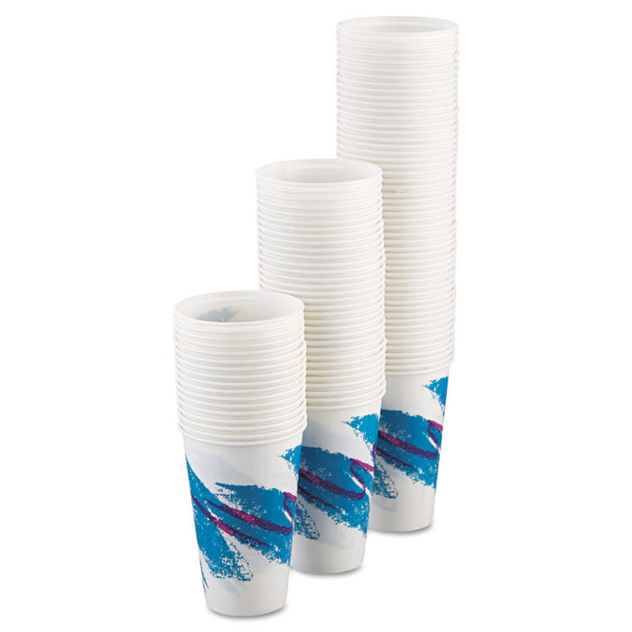 Jazz Waxed Paper Cold Cups, 12oz, Tide Design, 2000/Carton