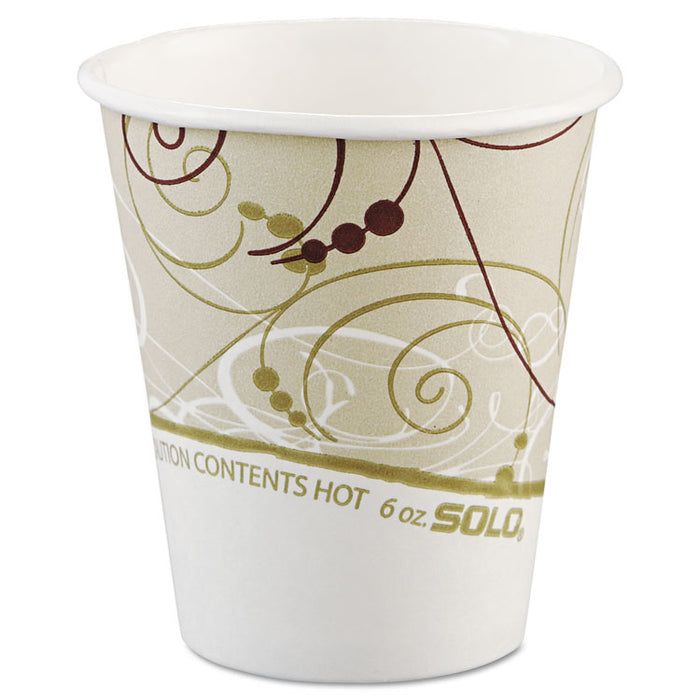 Paper Hot Cups in Symphony Design, Polylined, 6 oz, Beige/White, 50 Sleeve, 20 Sleeves/Carton