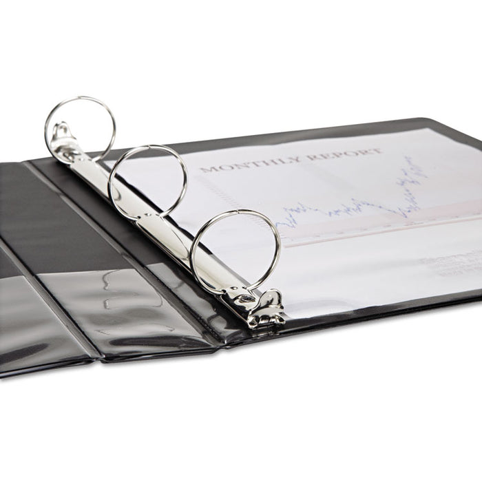 Speedy Spine Heavy-Duty Time Saving Round Ring View Binder, 3 Rings, 1.5" Capacity, 11 x 8.5, Black
