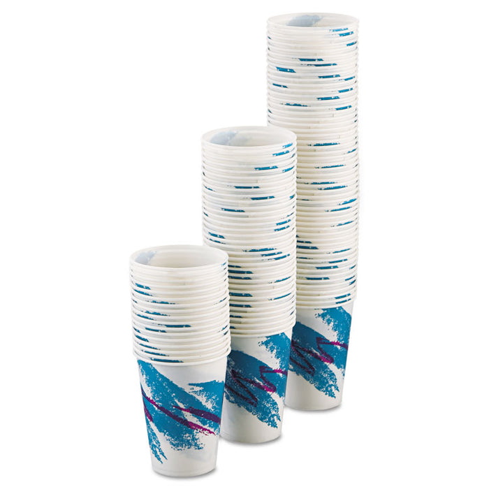Jazz Waxed Paper Cold Cups, 9oz, Tide Design, 100/Pack, 20 Packs/Carton