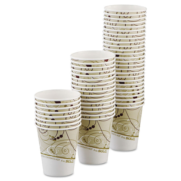 Paper Hot Cups in Symphony Design, Polylined, 6 oz, Beige/White, 50 Sleeve, 20 Sleeves/Carton