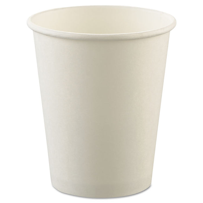 Uncoated Paper Cups, Hot Drink, 8oz, White, 1000/Carton