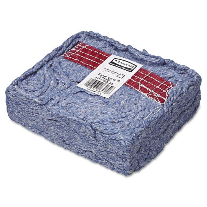 Super Stitch Blend Mop Head, Large, Cotton/Synthetic, Blue, 6/Carton