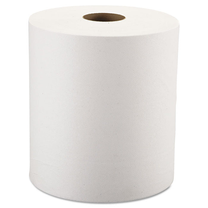 Hardwound Roll Towels, 8" x 800 ft, White, 6 Rolls/Carton