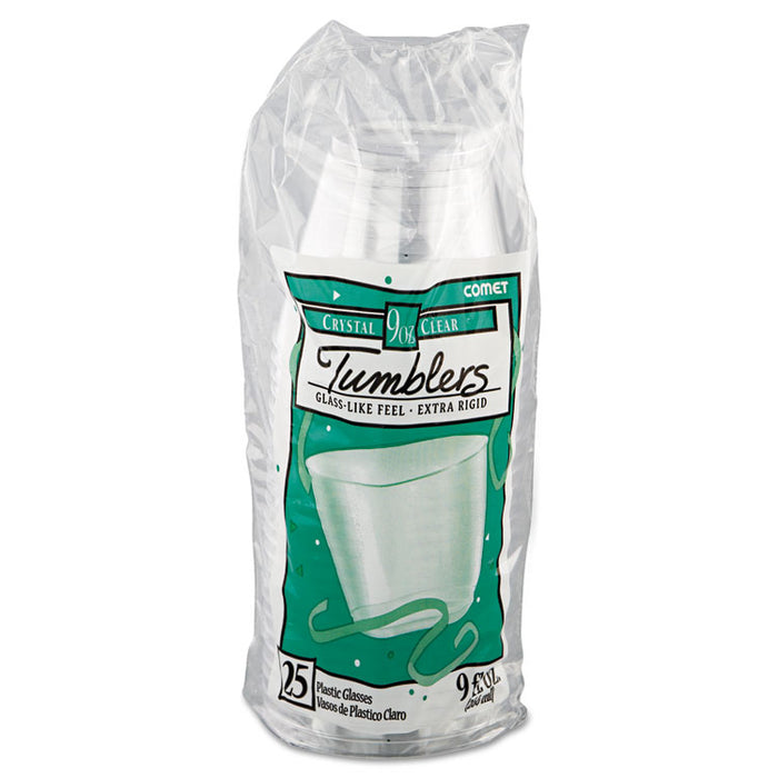 Comet Smooth Wall Tumblers, 9oz, Clear, Squat, 25/Pack, 20 Packs/Carton