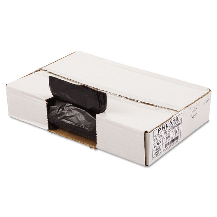 Linear Low Density Can Liners, 16 gal, 1 mil, 24" x 32", Black, 150/Carton