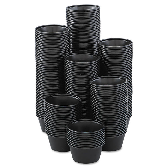 Polystyrene Portion Cups, 2 oz, Black, 250/Bag, 10 Bags/Carton