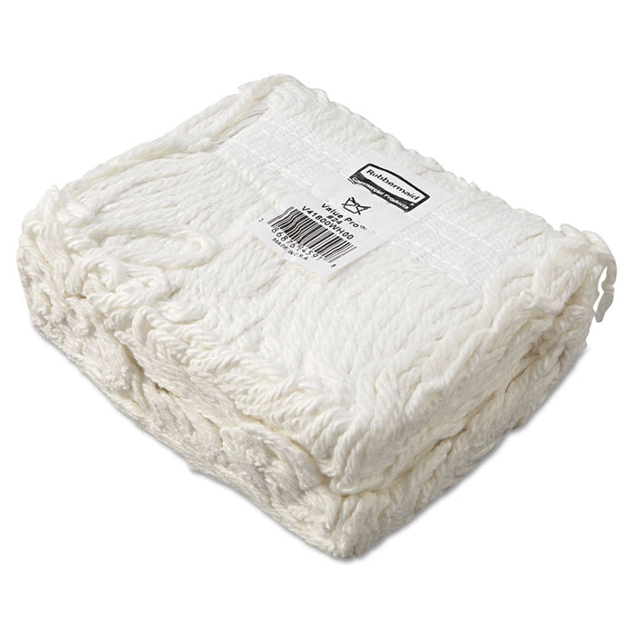 Economy Cut-End Rayon Mop Head, 24oz, 1" Band, White, 12/Carton