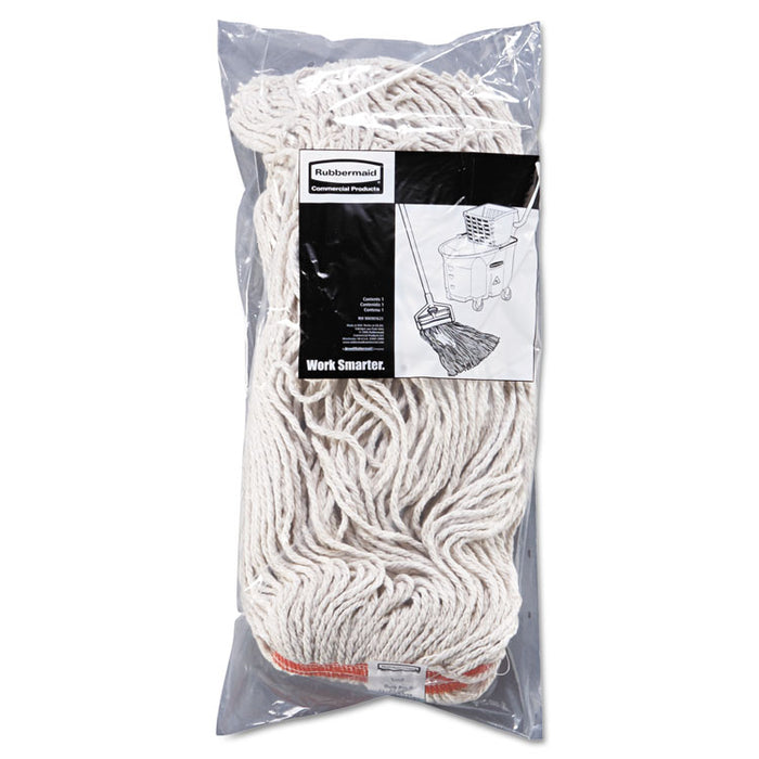 Cotton/Synthetic Cut-End Blend Mop Head, 24oz, 1" Band, White, 12/Carton
